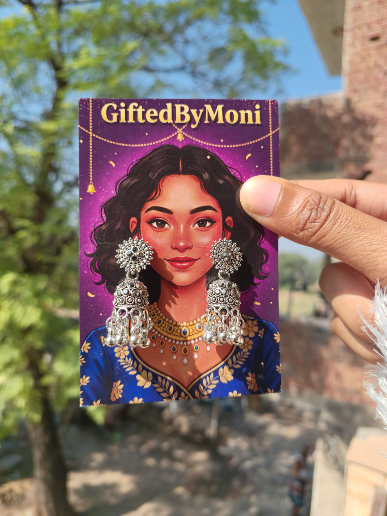 Oxidized Silver Jhumka Earrings for Women Gifted by Moni