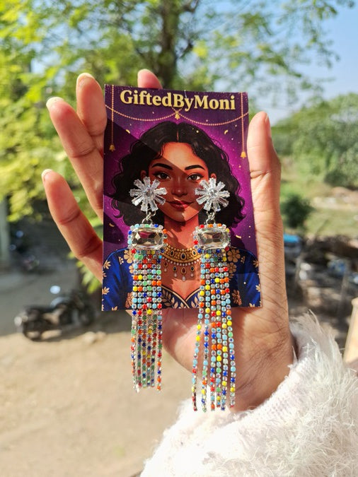 Sparkling Multicolor Tassel Earrings for Women Gifted by Moni