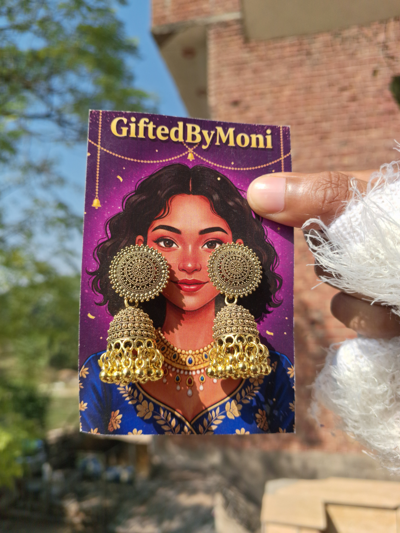 Classic Gold Plated Traditional Jhumka Earrings Gifted by Moni