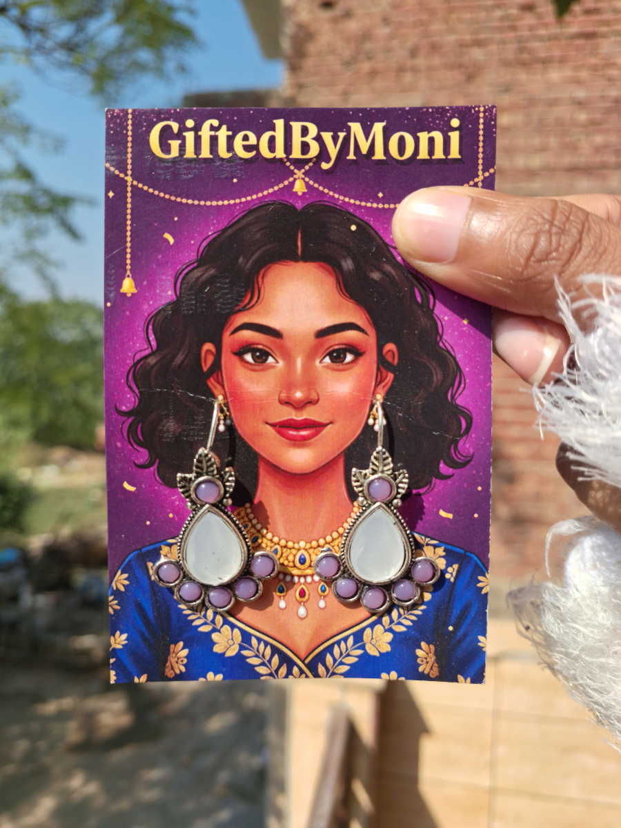 Vintage Moon Glow Faux Moonstone & Purple Stud Cluster Earrings Gifted by Moni