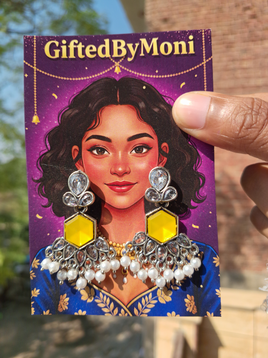 The 'Sahasra' Oxidized Jhumki Drop Earrings with Sunstone Gifted by Moni