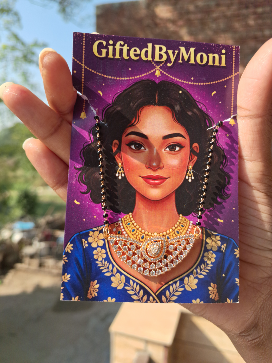 Modern CZ Diamond Gold Plated Mangalsutra Gifted by Moni