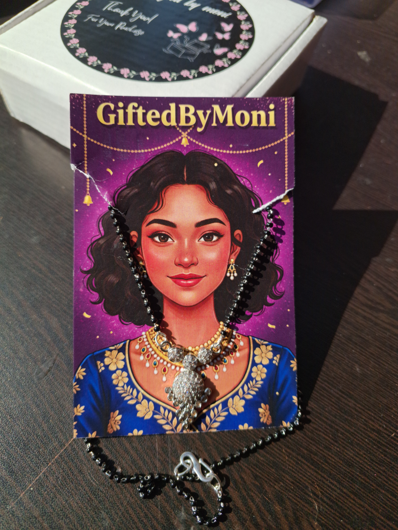 Artificial Diamond Pendant Black Bead Mangalsutra Gifted by Moni
