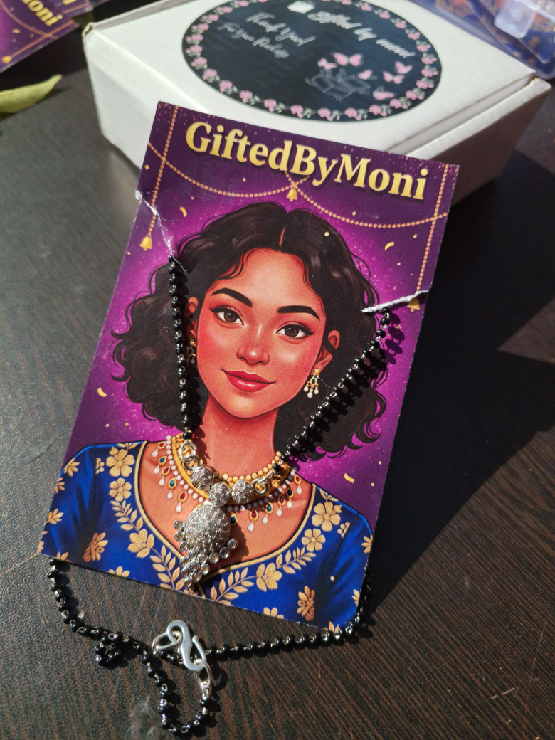 Artificial Diamond Pendant Black Bead Mangalsutra Gifted by Moni