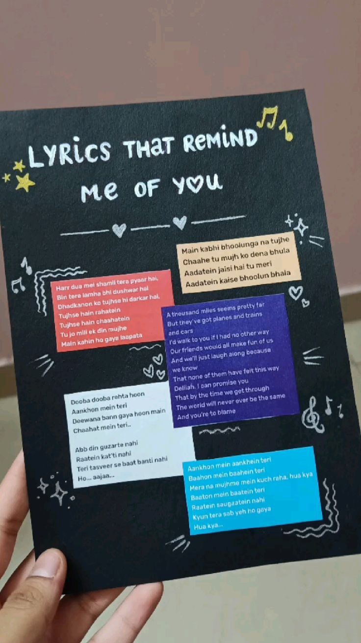 Lyrics That Remind Me of You – Handmade Quote Card | GiftedByMoni