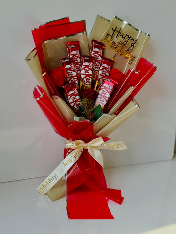 KitKat Chocolate Bouquet Gift – Wrapped in Red
