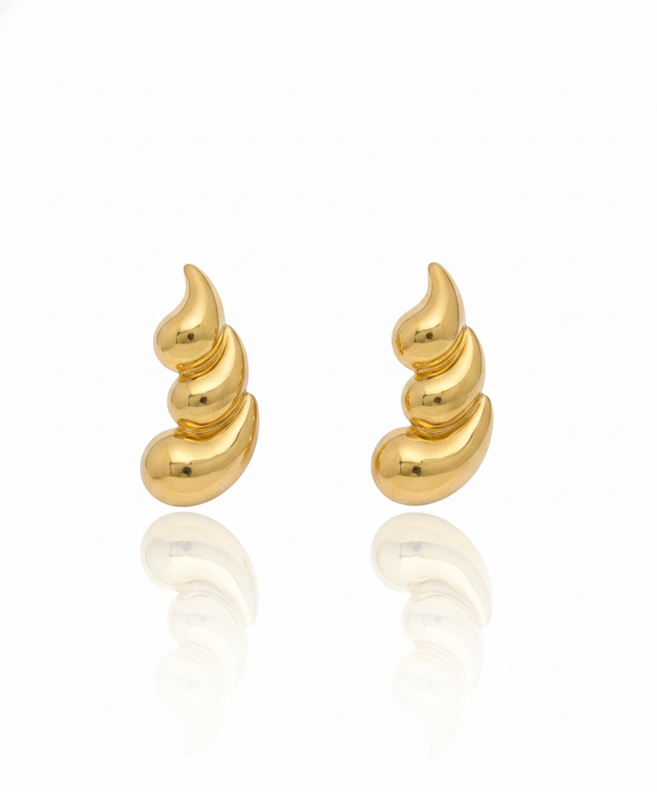 Chunky Gold Sculptural Swirl Stud Earrings Gifted by Moni