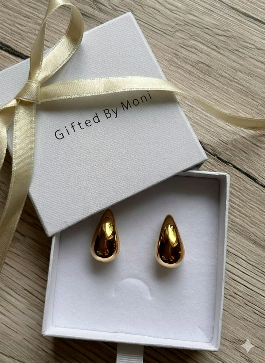 GiftedByMoni Teardrop Silver Plated Statement Earrings | Minimalist Mirror Finish