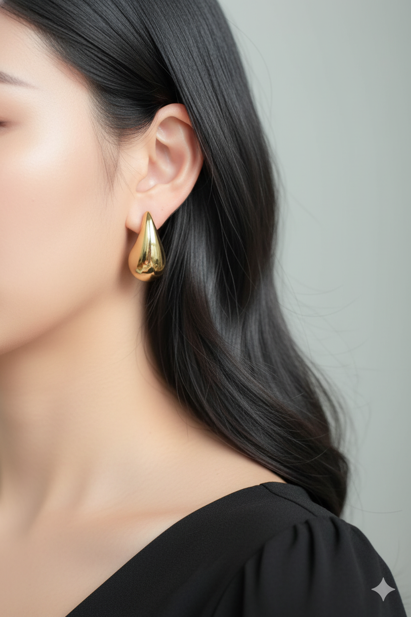 GiftedByMoni Teardrop Silver Plated Statement Earrings | Minimalist Mirror Finish