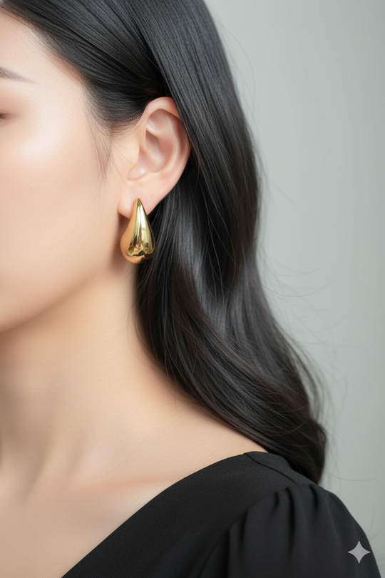 GiftedByMoni Teardrop Silver Plated Statement Earrings | Minimalist Mirror Finish