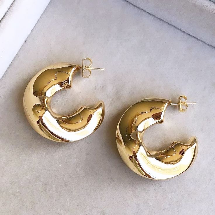 Premium Chunky Gold Dome Hoop Earrings | Anti-Tarnish Stainless Steel - Gifted by Moni/earing for women