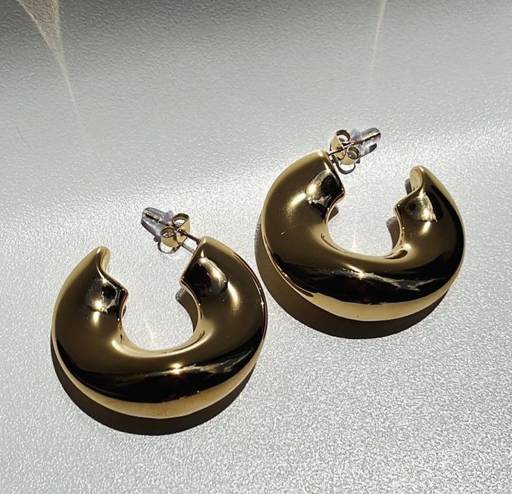 Premium Chunky Gold Dome Hoop Earrings | Anti-Tarnish Stainless Steel - Gifted by Moni/earing for women
