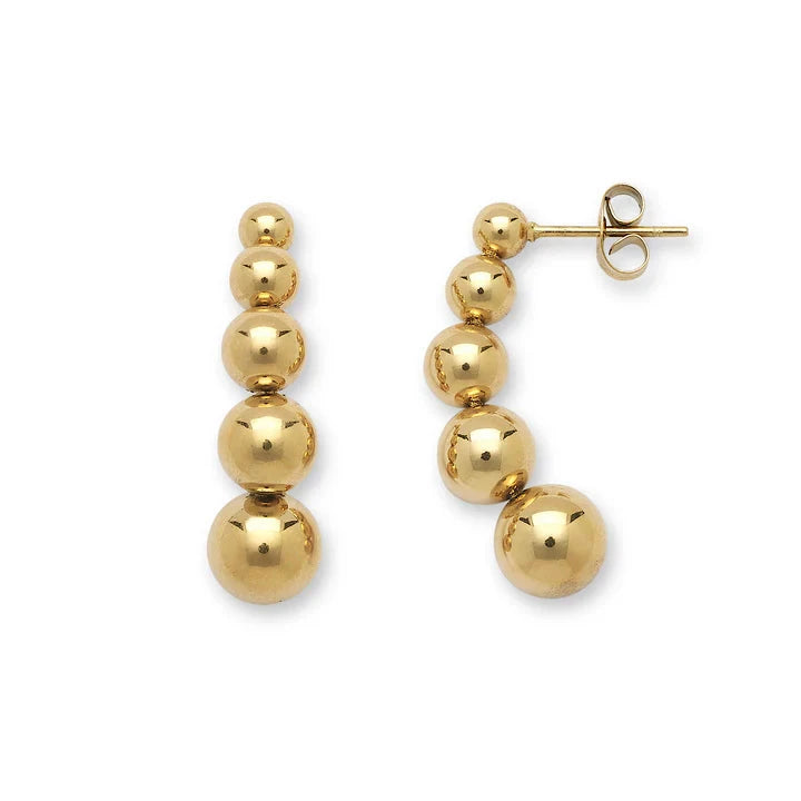 Graduated Gold Ball Stud Earrings Gifted by Moni