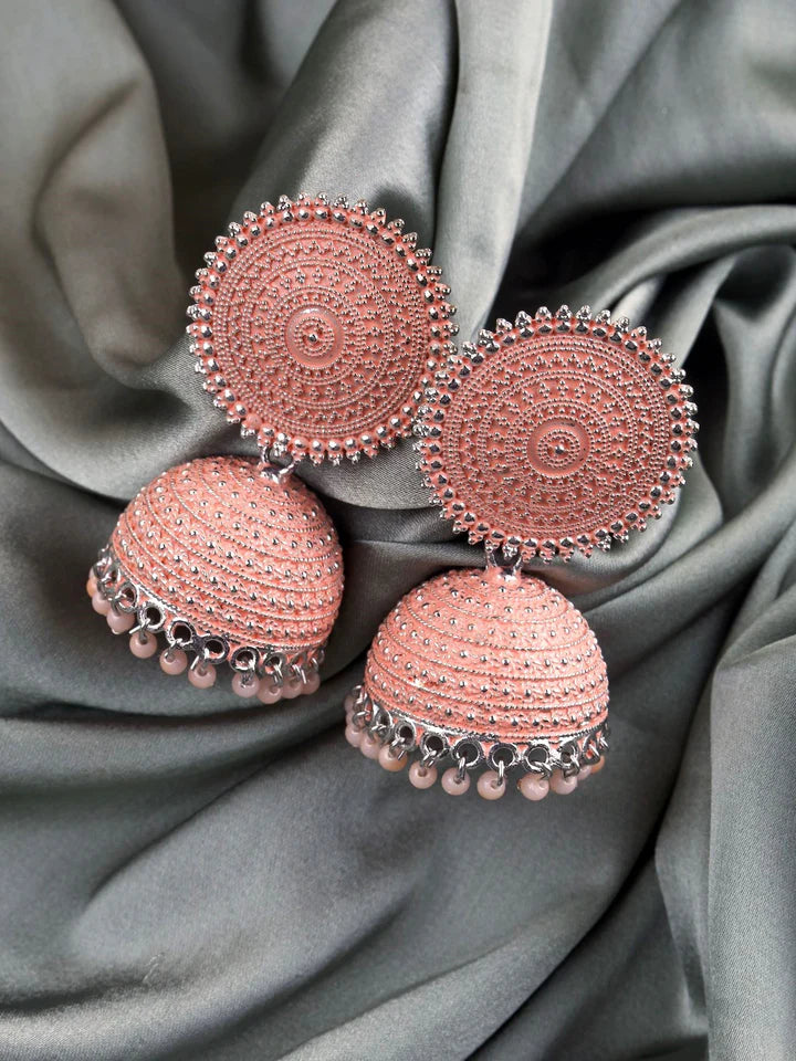 Oxidised Silver Party Wear Jhumka Earrings for Women & Girls
