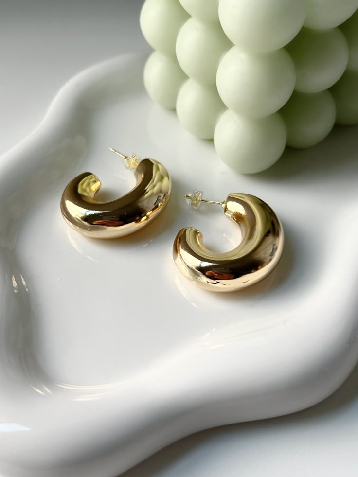 Premium Chunky Gold Dome Hoop Earrings | Anti-Tarnish Stainless Steel - Gifted by Moni/earing for women