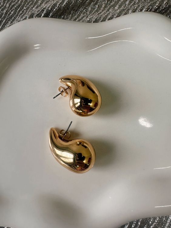 Liquid Gold Teardrop Stud Earrings - Gifted by Moni - earing for women
