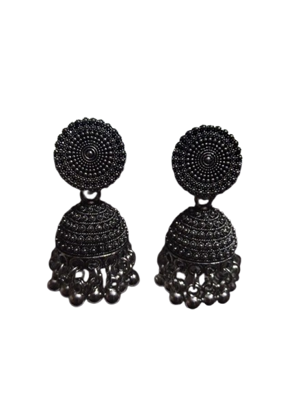 Oxidised Silver Party Wear Jhumka Earrings for Women & Girls Gifted by Moni