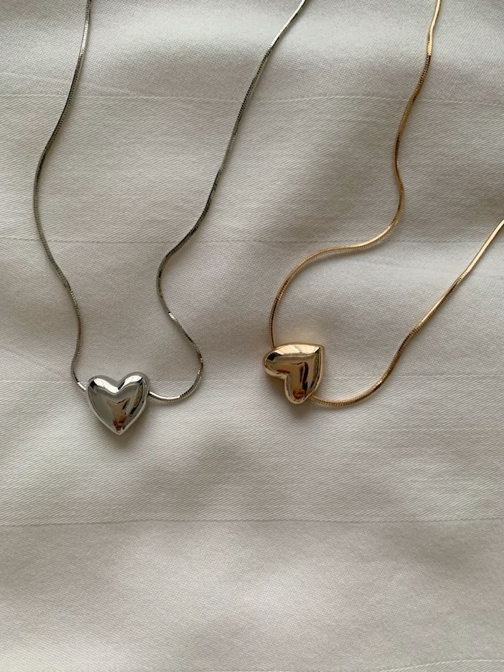 Puff Heart Pendant Necklace – Gold & Silver Edition
