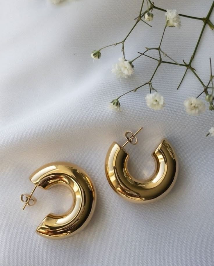Premium Chunky Gold Dome Hoop Earrings | Anti-Tarnish Stainless Steel - Gifted by Moni/earing for women