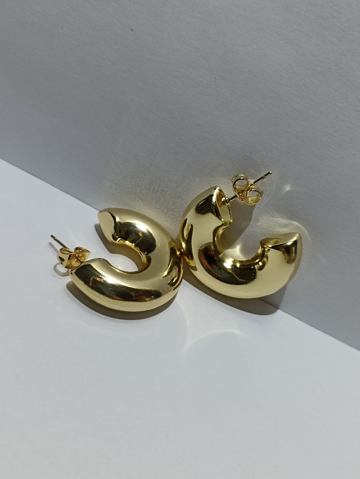 Premium Chunky Gold Dome Hoop Earrings | Anti-Tarnish Stainless Steel - Gifted by Moni/earing for women