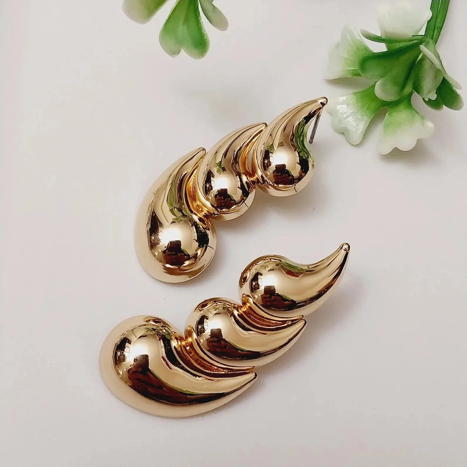 Chunky Gold Sculptural Swirl Stud Earrings Gifted by Moni