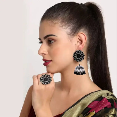 Brass Silver Blue Earings